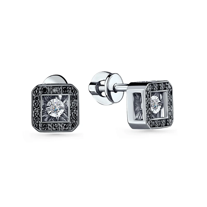 Серьги  из белого золота с природным бриллиантом