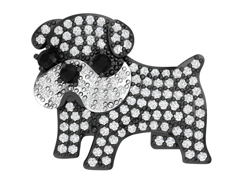 Брошь  серебряная с фианитом