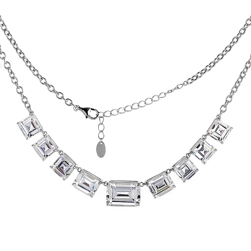 Колье  серебряное с фианитом