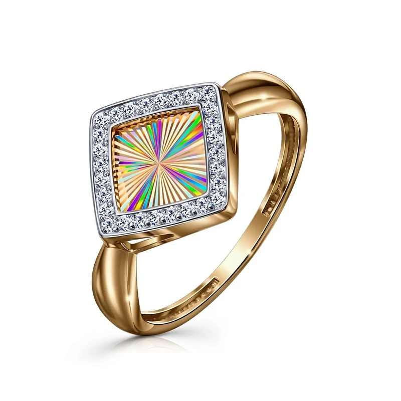 Кольцо  из красного золота с фианитом