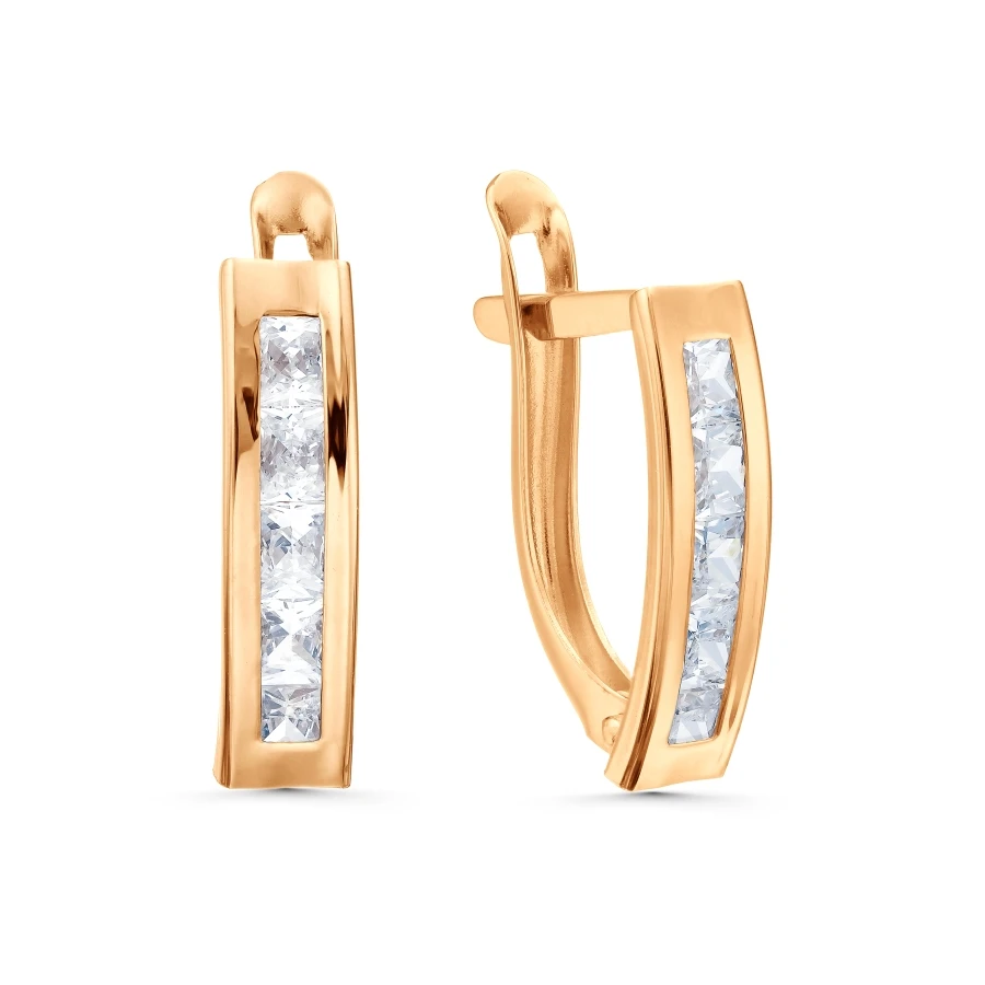 Серьги  из красного золота с фианитом