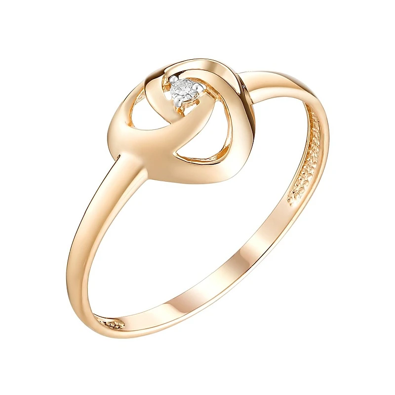 Кольцо «Ювелирные Традиции» из красного золота с бриллиантом