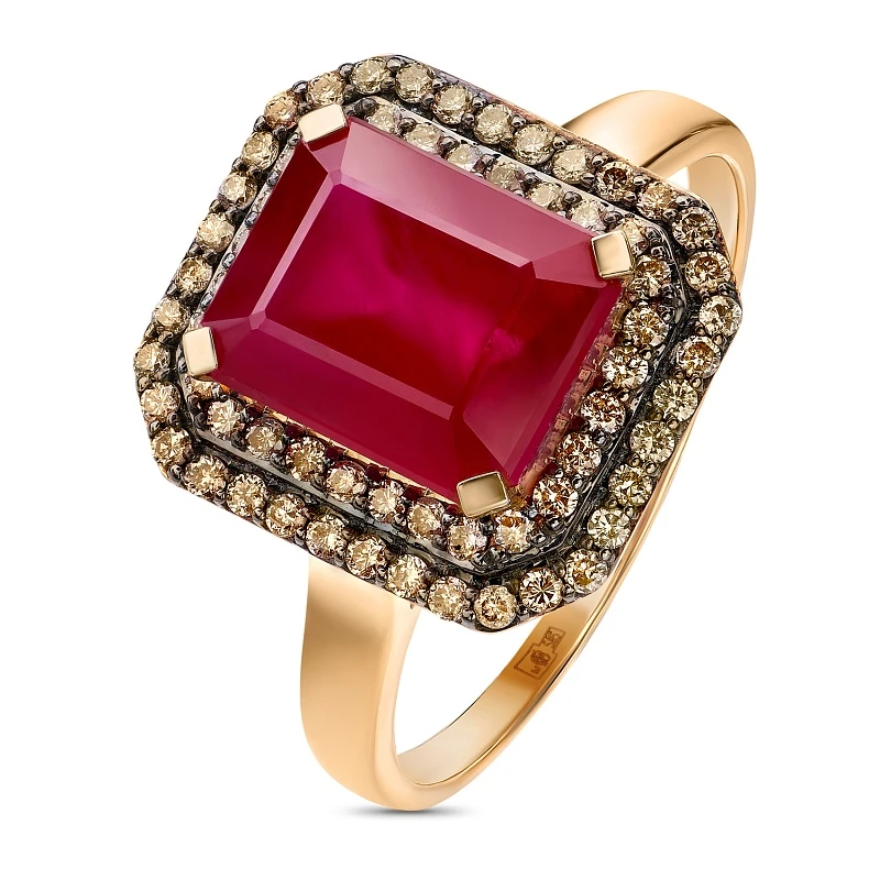 Кольцо  из красного золота с рубином