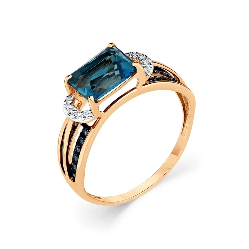 Кольцо  из красного золота с топазом