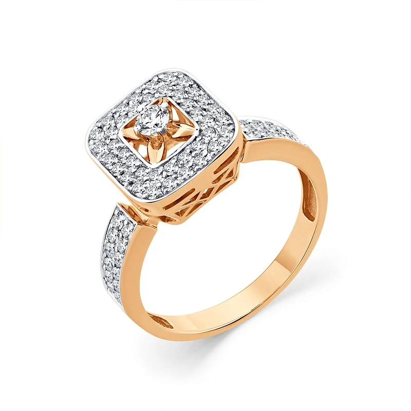 Кольцо  из красного золота с природным бриллиантом