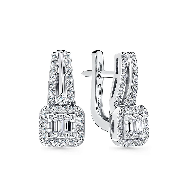 Серьги  из белого золота с бриллиантом