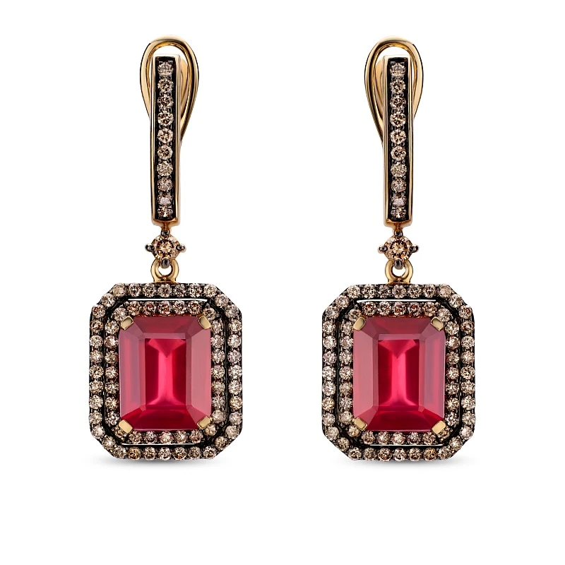 Серьги  из красного золота с рубином