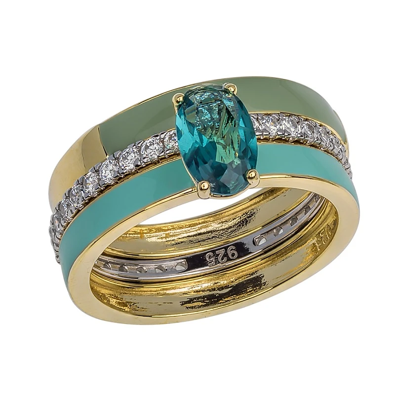 Кольцо  из серебра с позолотой с фианитом