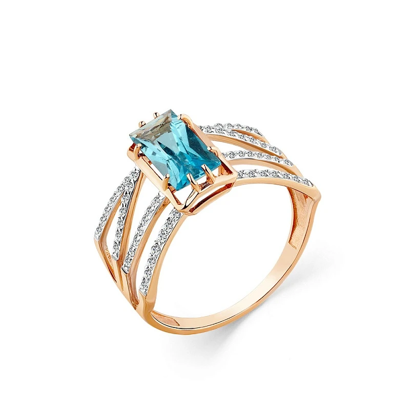 Кольцо  из красного золота с топазом