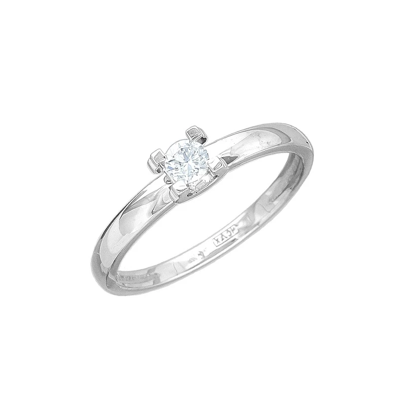 Кольцо  из белого золота с природным бриллиантом