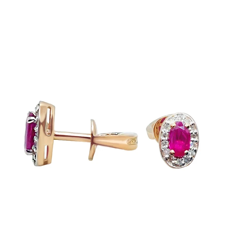 Серьги  из красного золота с рубином