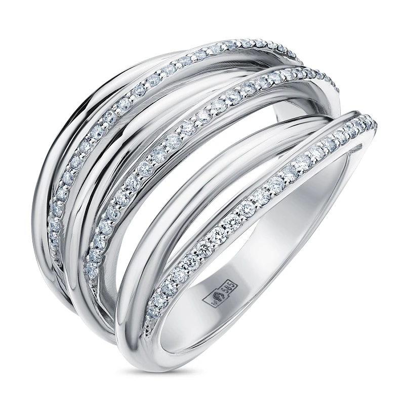 Кольцо  из белого золота с природным бриллиантом