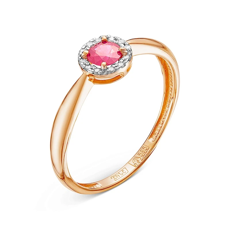 Кольцо  из красного золота с рубином