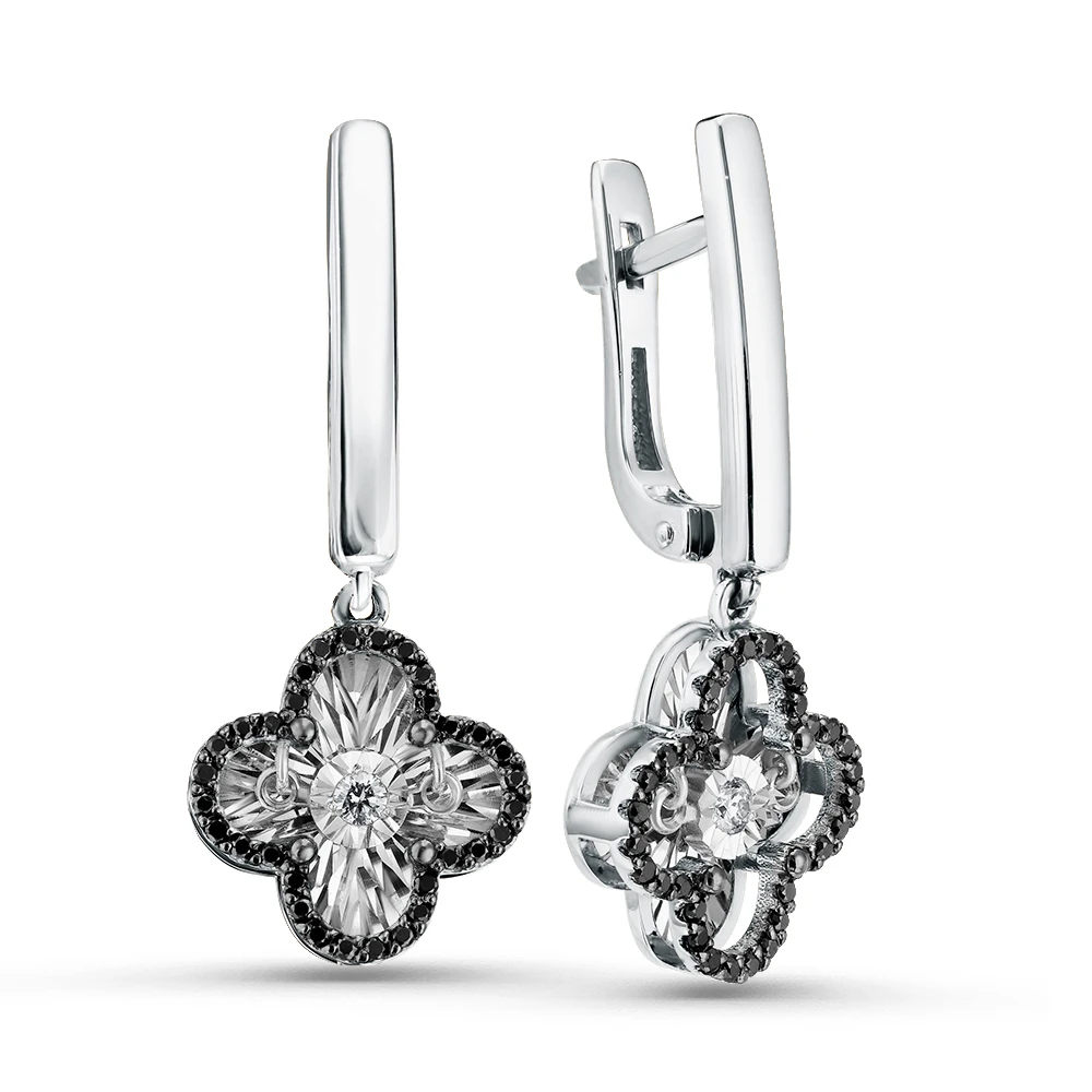 Серьги  из белого золота с природным бриллиантом