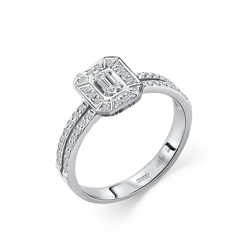 Кольцо  из белого золота с природным бриллиантом