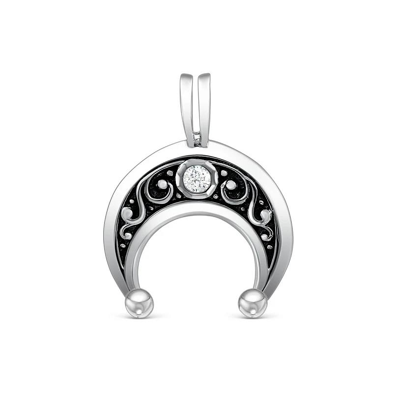 Подвеска  из серебра с чернением с фианитом