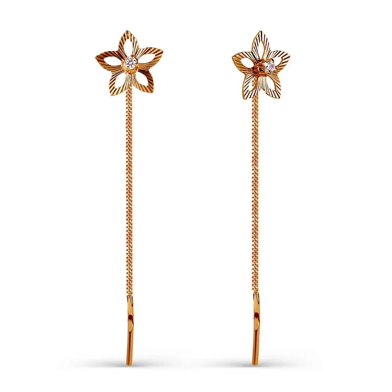 Серьги  из красного золота с фианитом