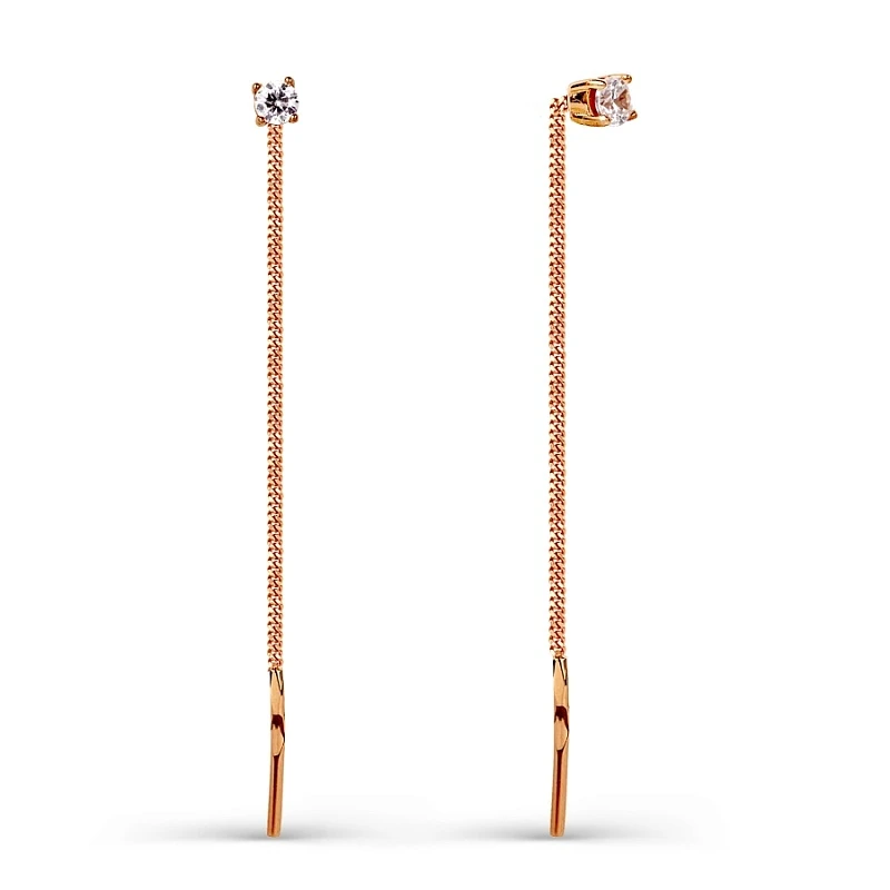 Серьги  из красного золота с фианитом