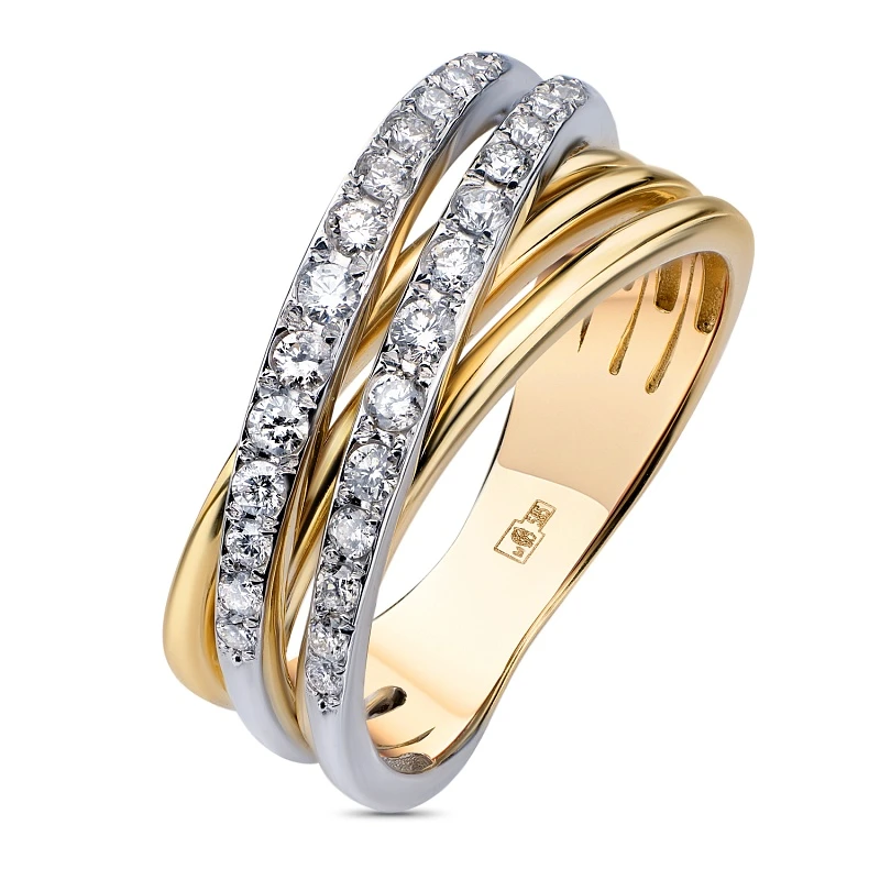 Кольцо  из комбинированного золота с природным бриллиантом