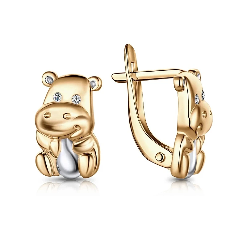 Серьги  из красного золота с фианитом