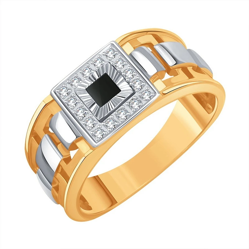 Кольцо  из красного золота с фианитом