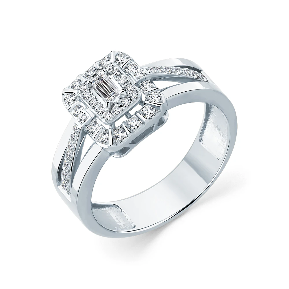 Кольцо  из белого золота с природным бриллиантом