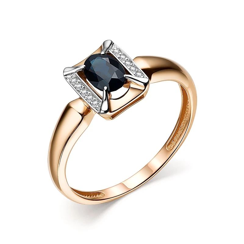 Кольцо  из красного золота с сапфиром