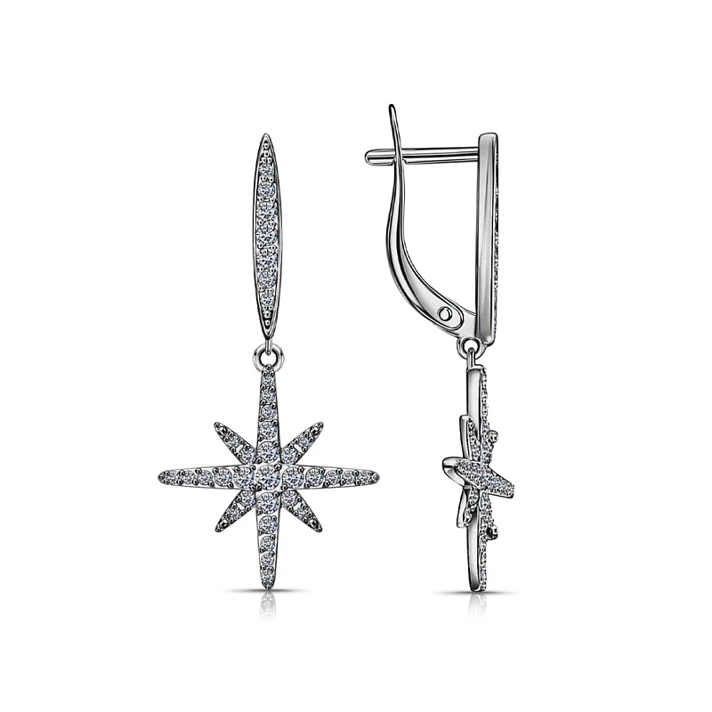 Серьги  из белого золота с фианитом