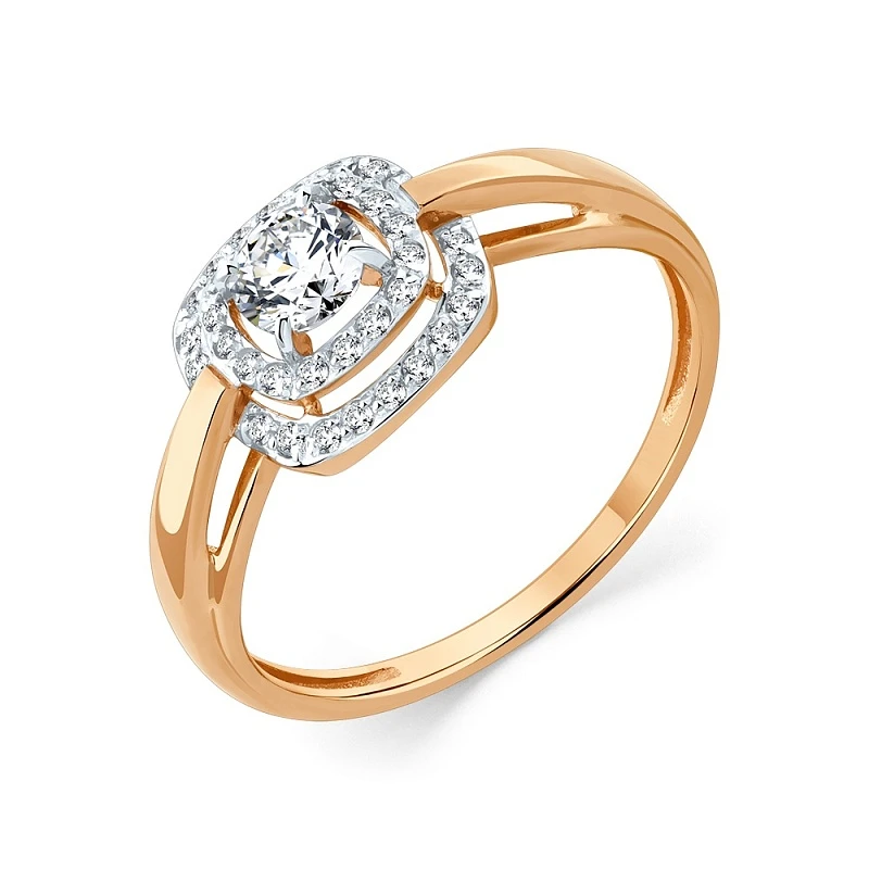 Кольцо  из красного золота с фианитом