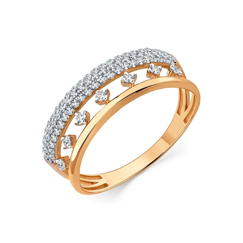 Кольцо  из красного золота с природным бриллиантом