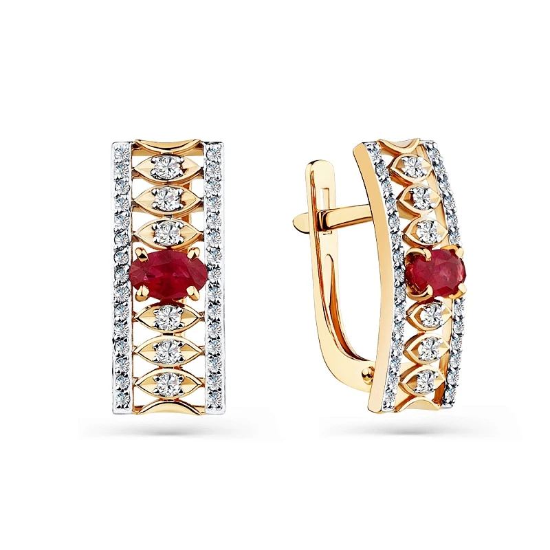 Серьги  из красного золота с рубином