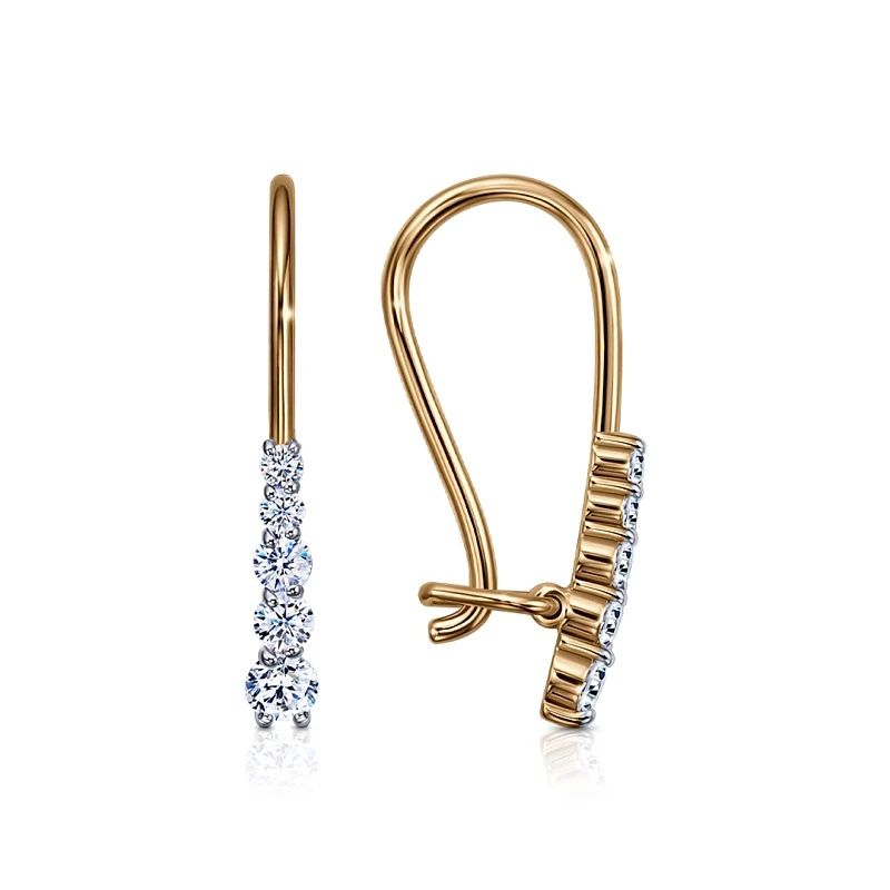 Серьги  из красного золота с фианитом