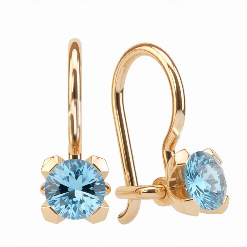 Серьги  из красного золота с фианитом