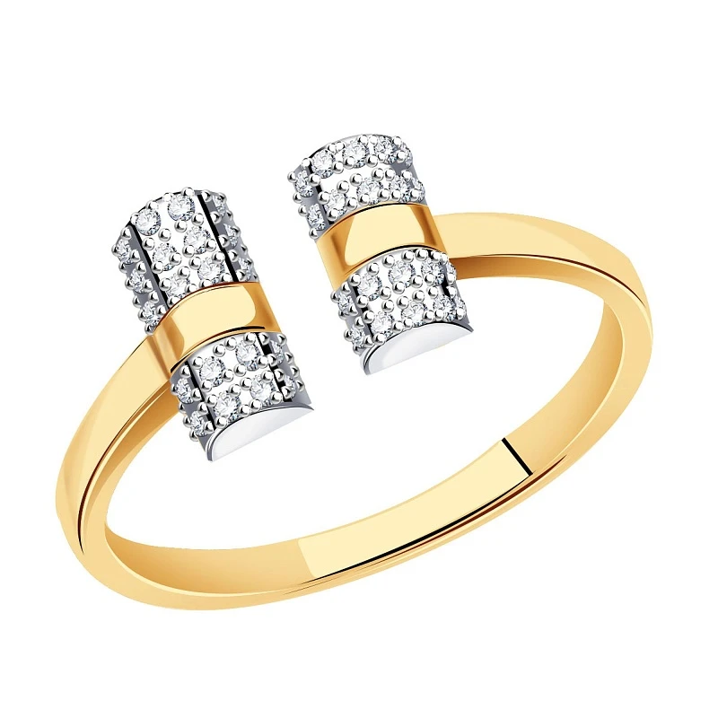 Кольцо  из красного золота с фианитом