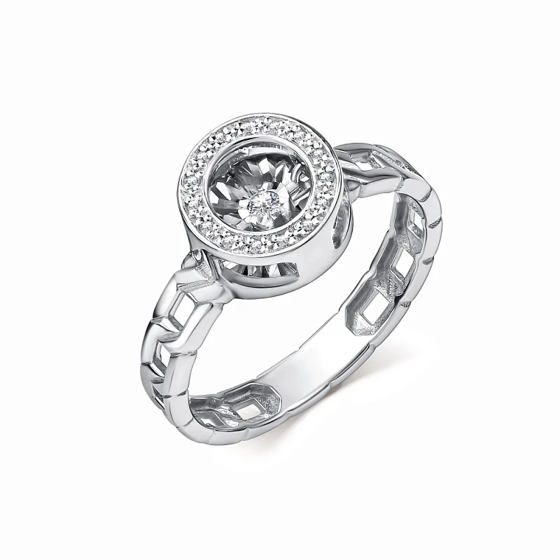 Кольцо  из белого золота с природным бриллиантом