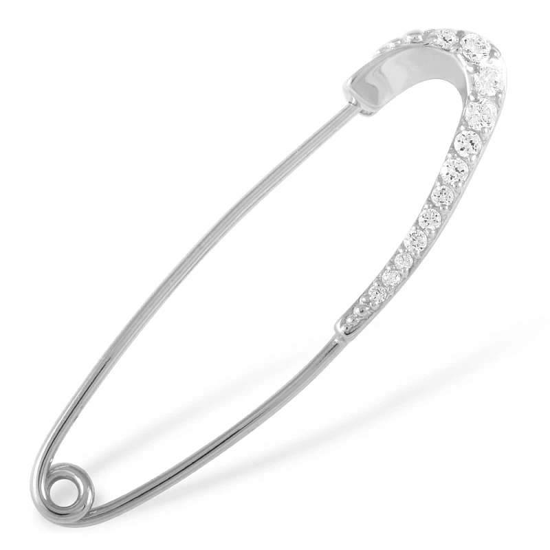 Брошь  серебряная с фианитом