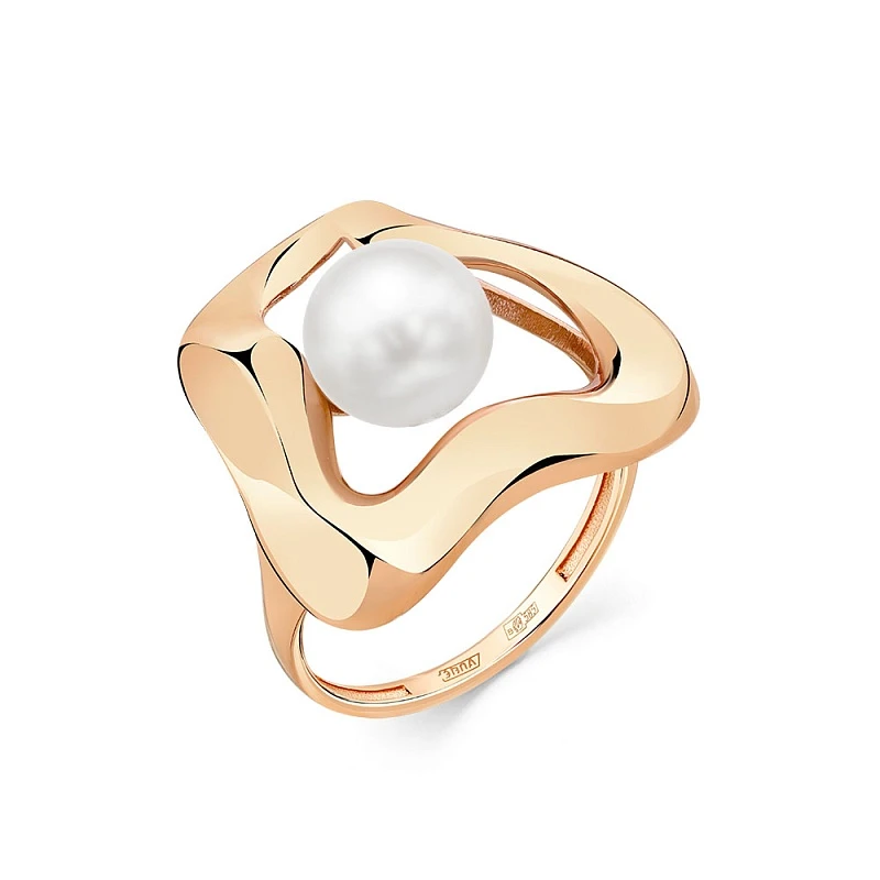 Кольцо  из красного золота с жемчугом