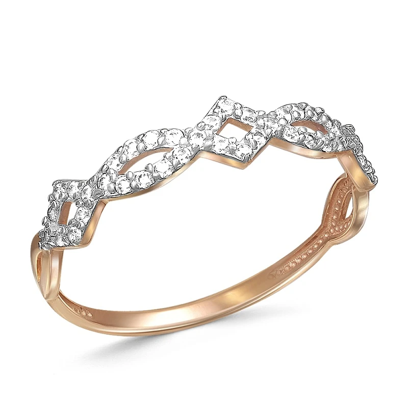 Кольцо  из красного золота с фианитом