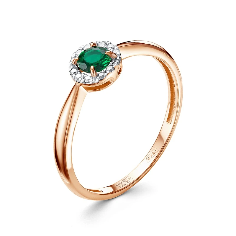 Кольцо  из красного золота с изумрудом