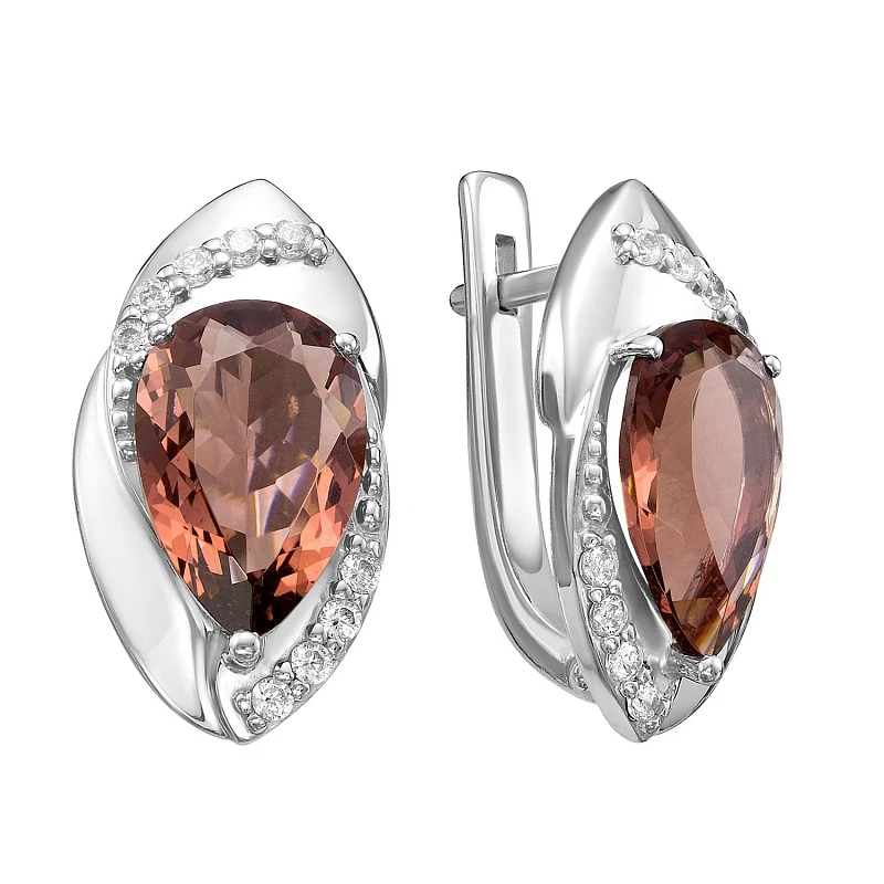 Серьги  серебряные с гранатом