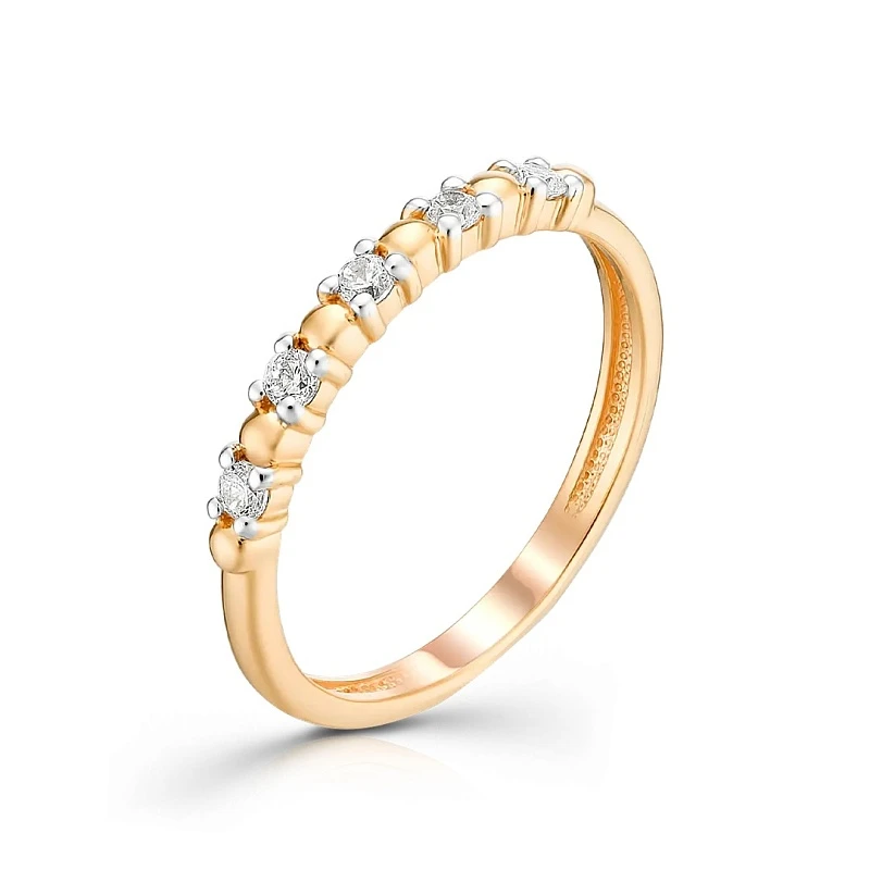 Кольцо  из красного золота с фианитом