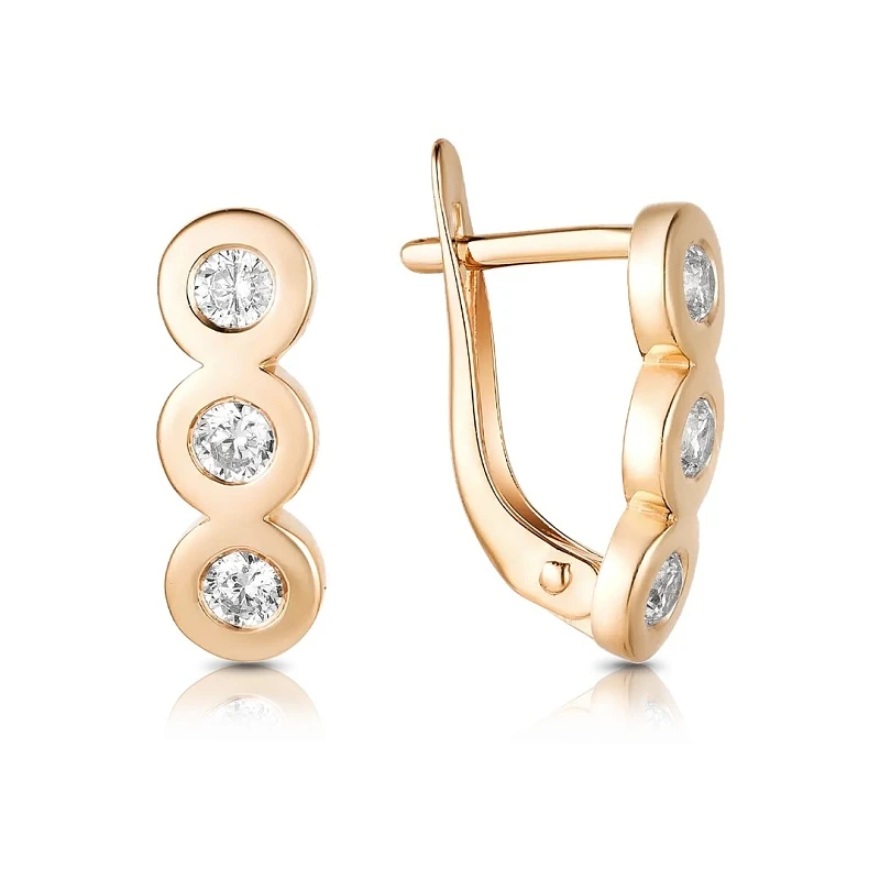 Серьги  из красного золота с фианитом