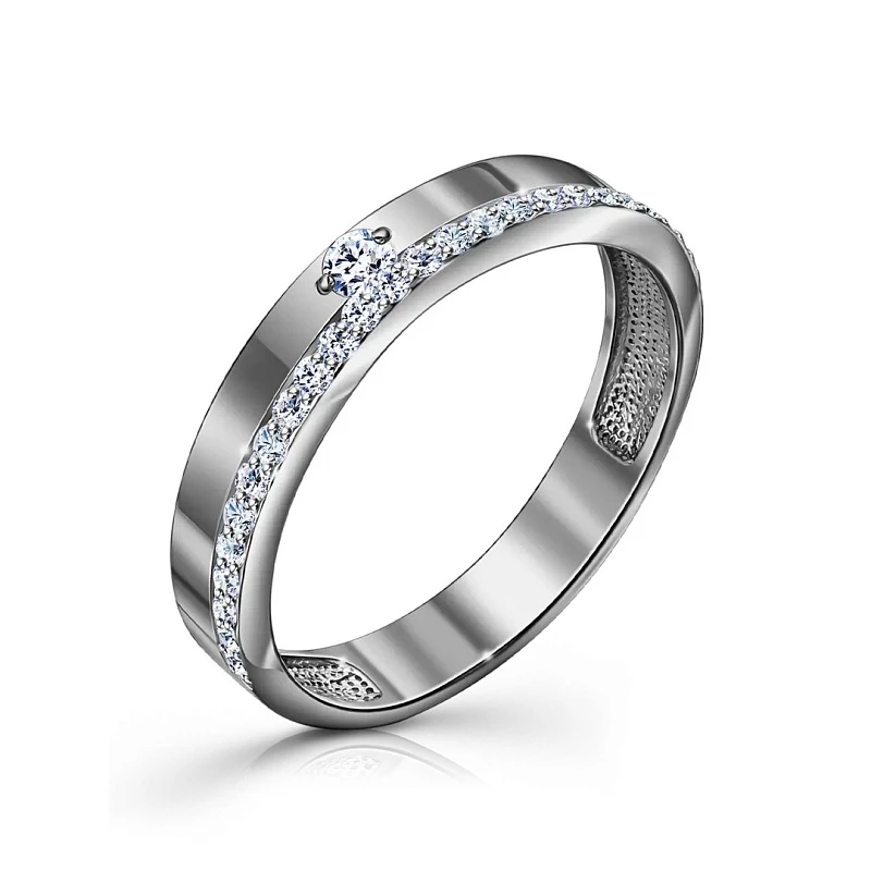 Кольцо  серебряное с фианитом