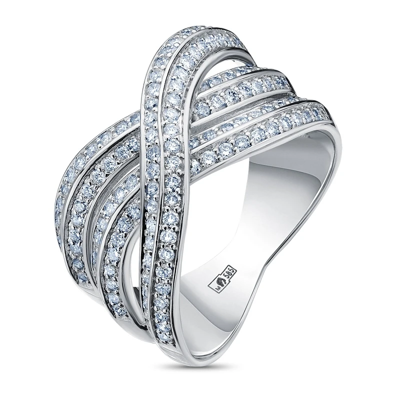 Кольцо  из белого золота с природным бриллиантом