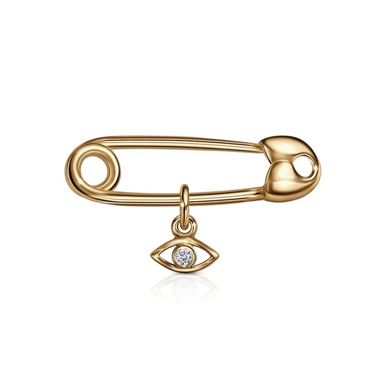 Брошь  из красного золота с фианитом