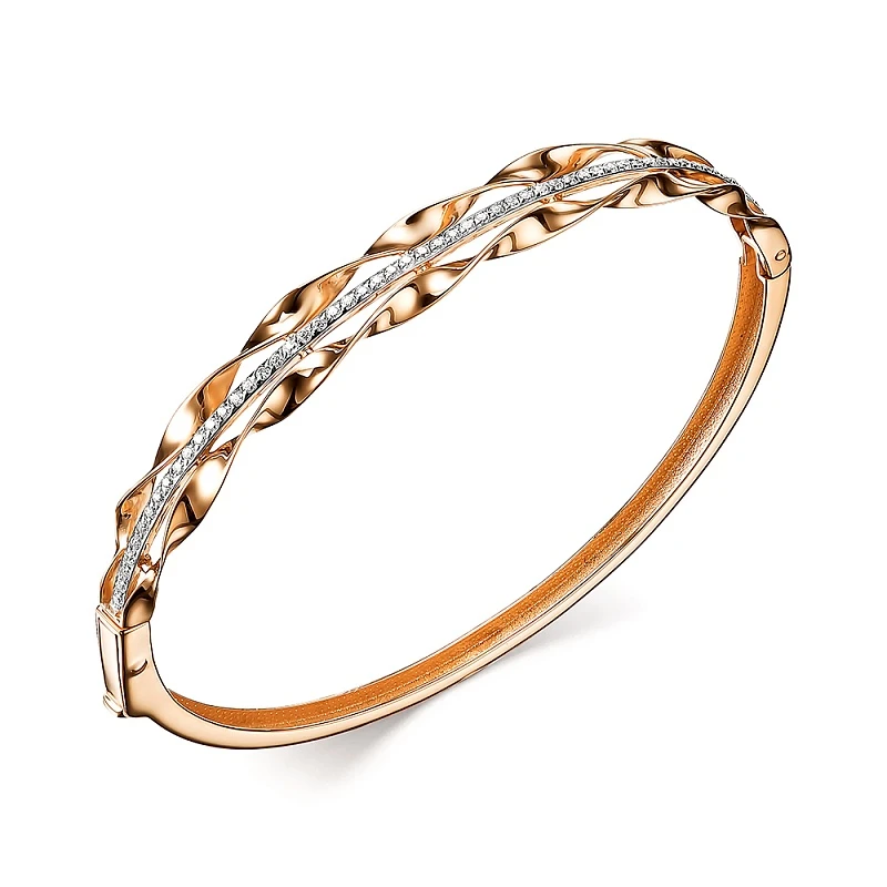 Браслет  из красного золота с фианитом