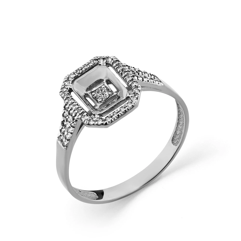 Кольцо  из белого золота с природным бриллиантом