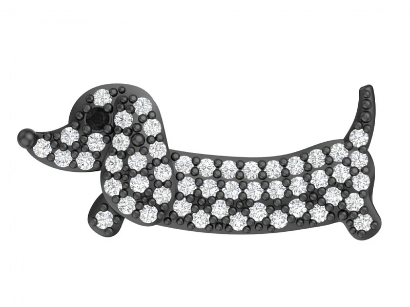 Брошь  из серебра с чернением с фианитом