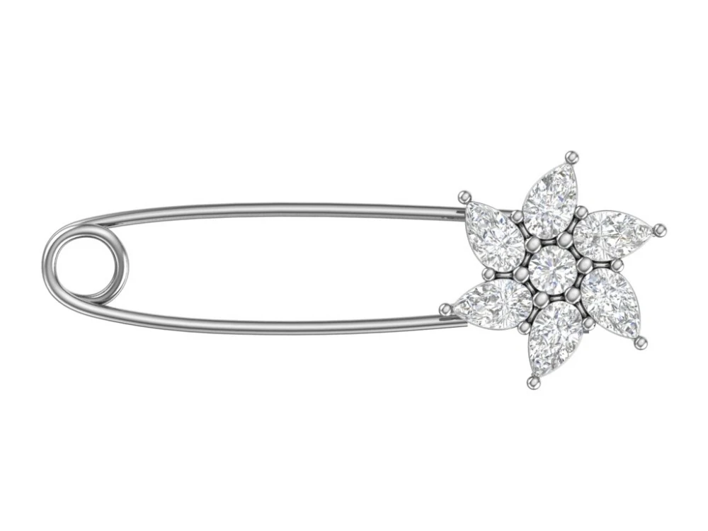 Брошь  серебряная с фианитом