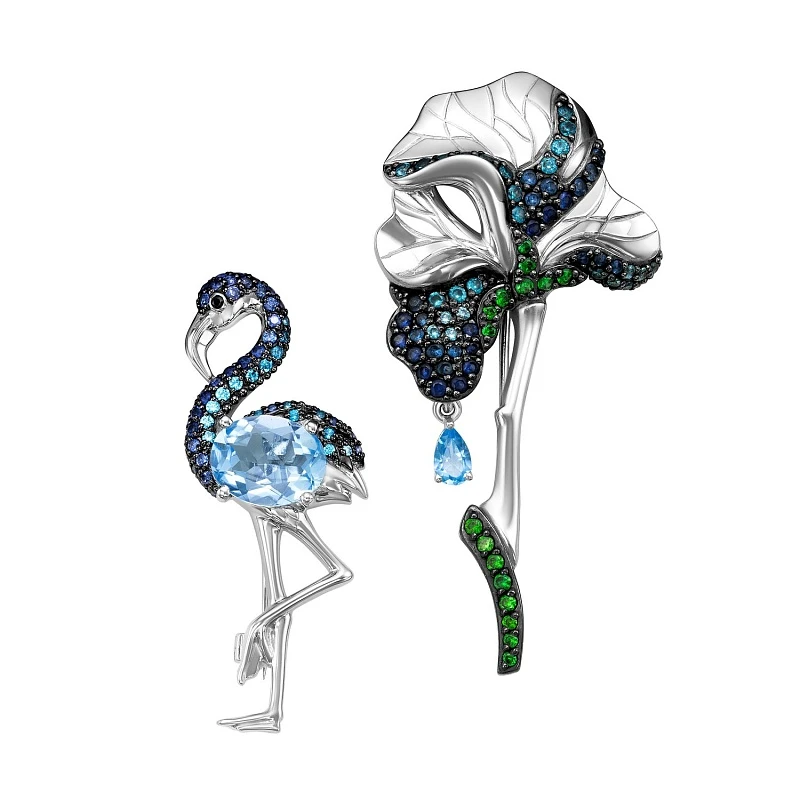 Брошь  серебряная с топазом